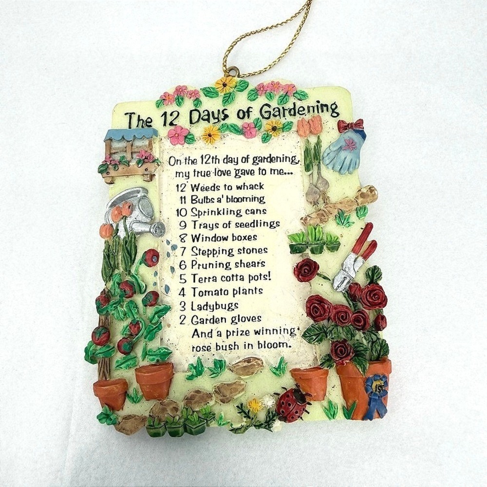 12 Days of Gardening Ornament Floral Resin Gift Decor Whimsical Cottage Core